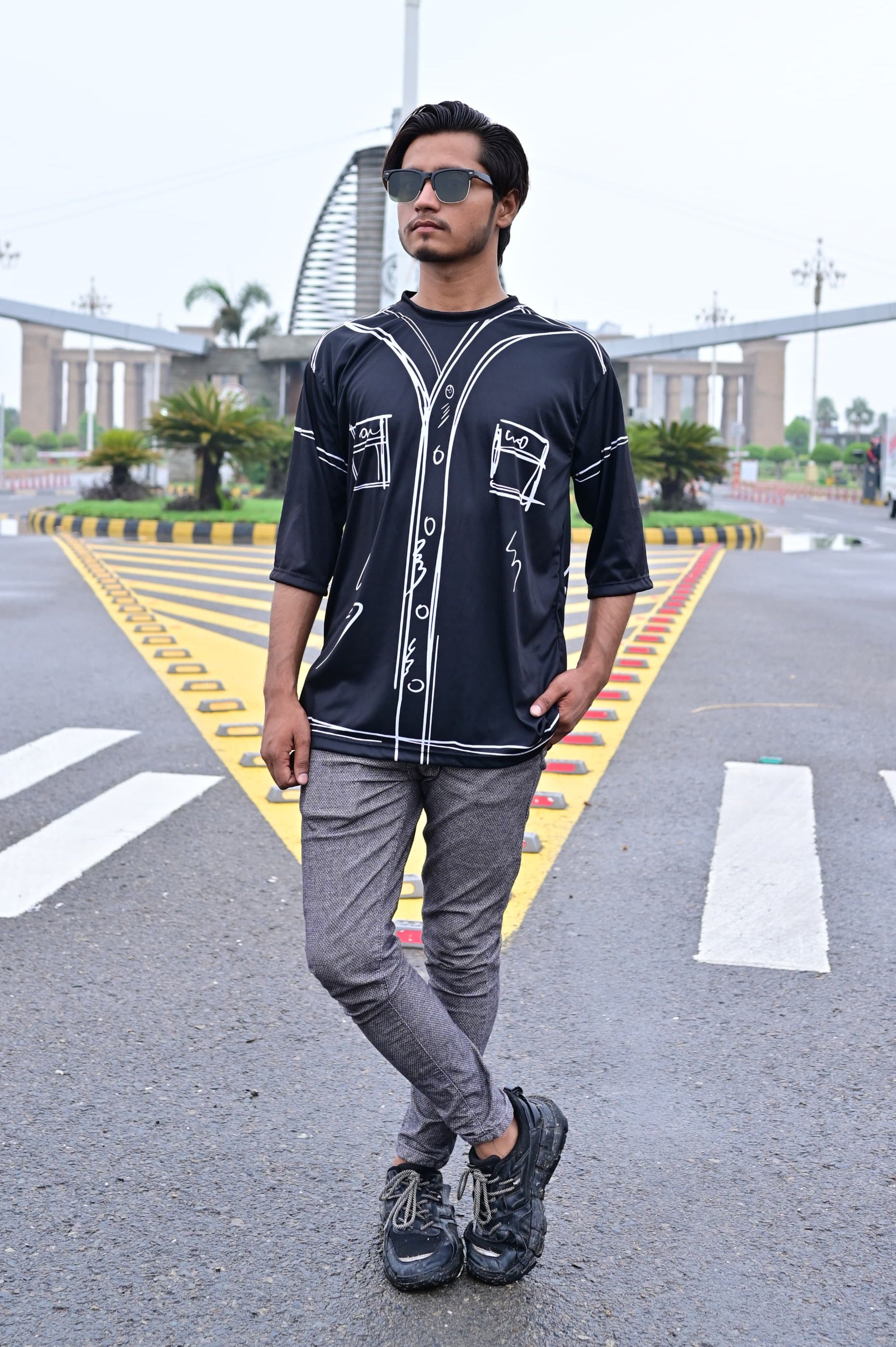 Sketch Graphic Print Casual Loose Round Neck Short Sleeve T-Shirt