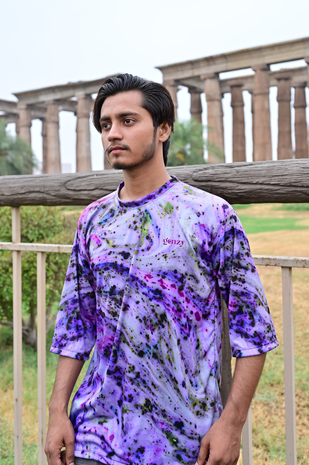 Acid Wash Pattern Graphic Tee For Men and Women